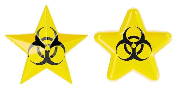 Foto estrelas com símbolo de perigo biológico em renderização 3d