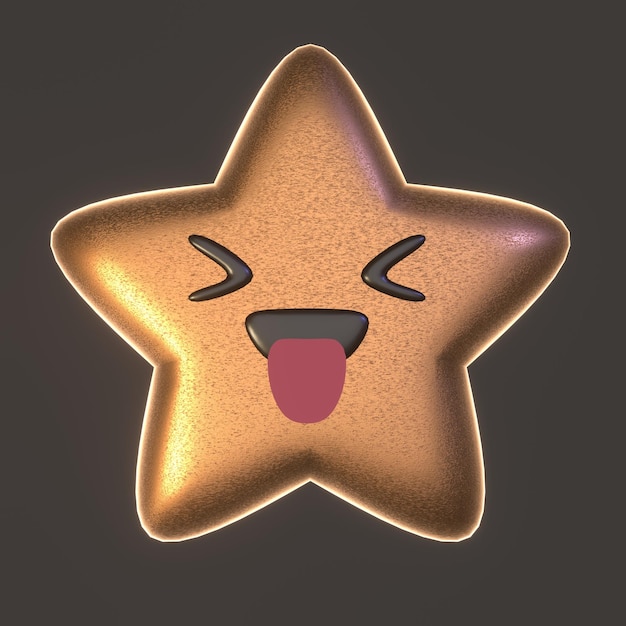 Foto estrelas douradas com rosto tipo sorriso renderizam emoji 3d brilhante em jpg
