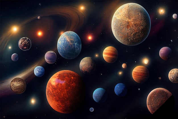 Foto estrelas e mega planetas, sistemas solares