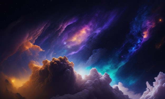 Estrelas e nuvens coloridas de galáxias nebulosas como papel de parede do universo