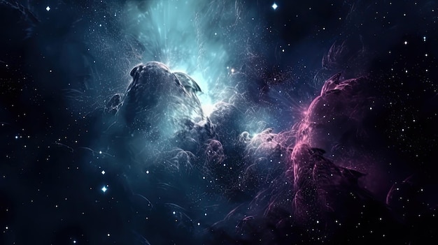 Estrelas no espaço profundo cercadas por uma nebulosa Generative AI