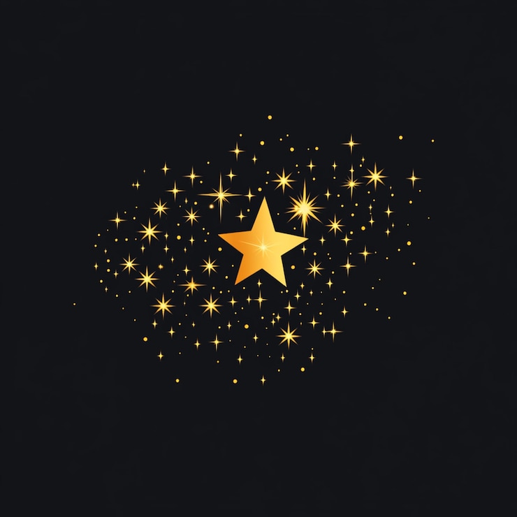 Foto una estrella amarilla con una estrella en ella está dibujada en un fondo negro