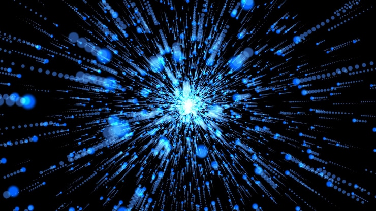 Foto estrella azul brillante sobre un fondo negro