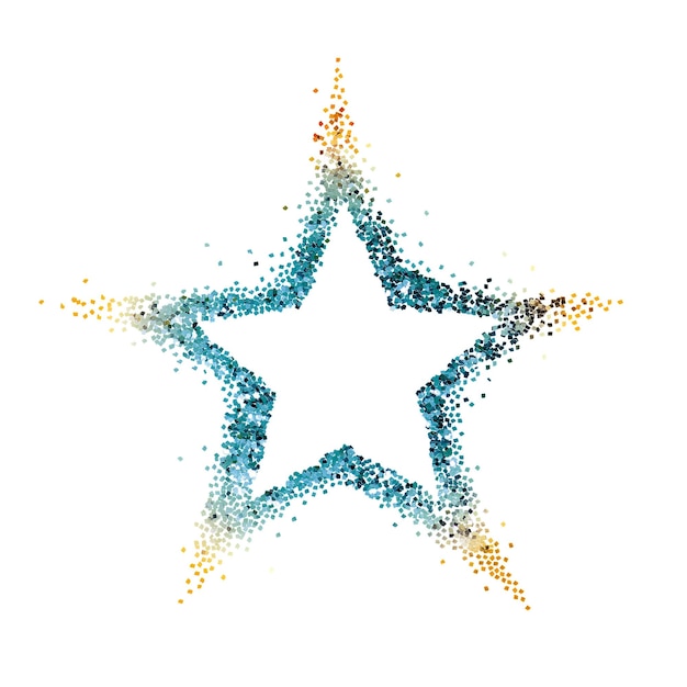 Estrella azul con puntas doradas png transparente