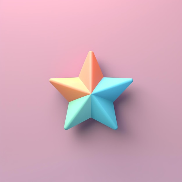 Estrella colorida 3d sobre un fondo rosa