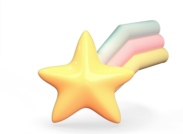 estrella de dibujos animados en un fondo blanco renderización 3D