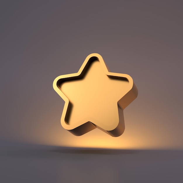 Estrella dorada sobre un fondo negro El concepto de evaluación o calificaciones 3d render