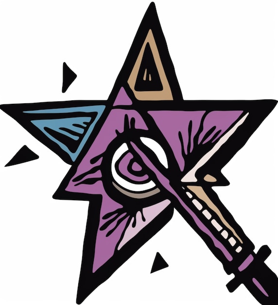 Una estrella con una espada dentro y una estrella en el medio.