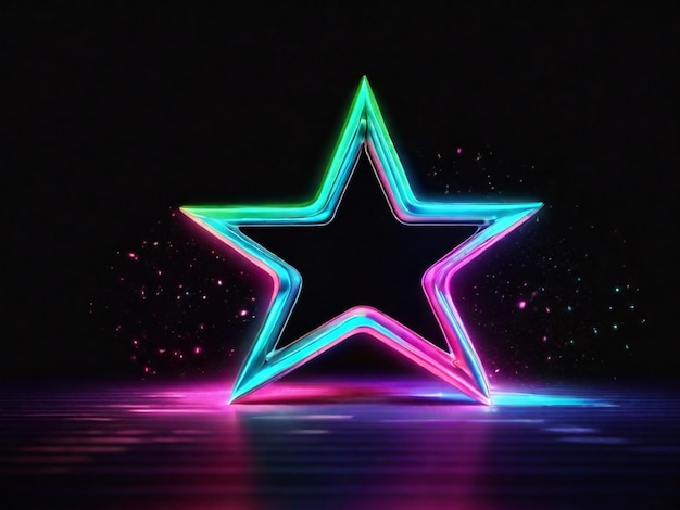 Foto una estrella con luces de neón en ella está iluminada