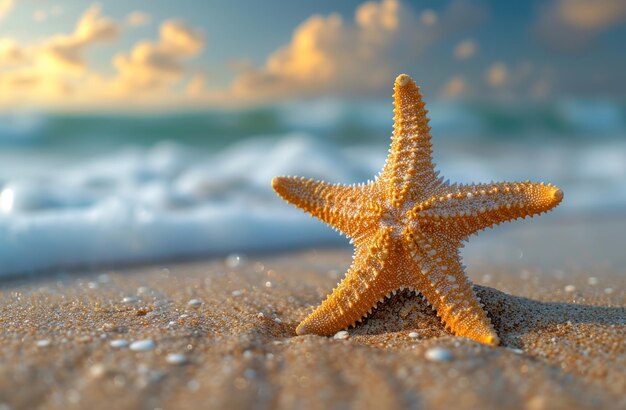 una estrella de mar en la arena de la playa