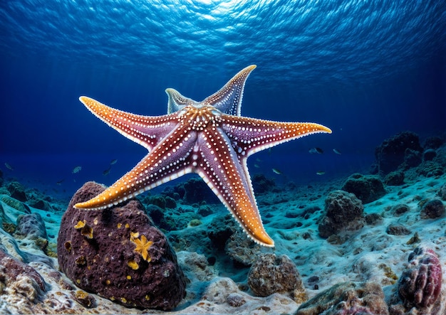 Estrella de mar en un arrecife de coral tropical en el Mar Rojo Egipto