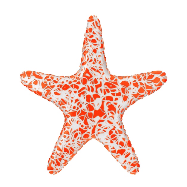 Estrella de mar caribeña roja sobre un fondo blanco. Representación 3D