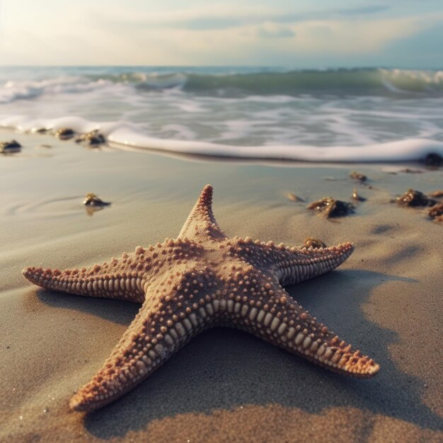 Estrella de mar en un coral en el mar