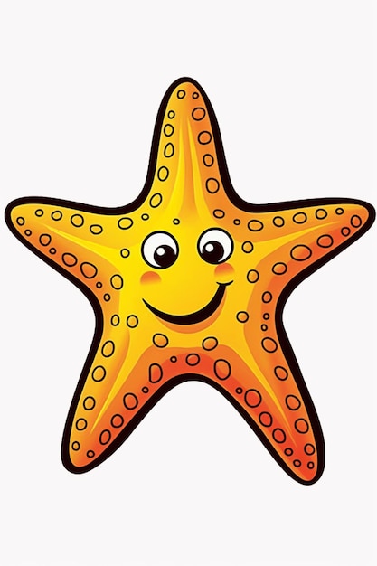 estrella de mar de dibujos animados con una cara feliz en un fondo blanco generativo ai