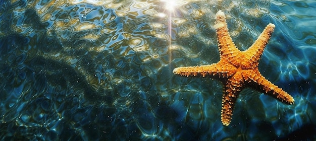 Una estrella de mar está flotando en el agua.