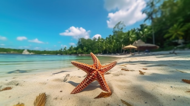 estrella de mar en la playa de arena