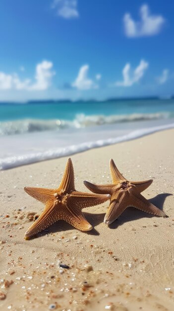 Estrella de mar en la playa de verano Fondo de verano Playa de arena tropical