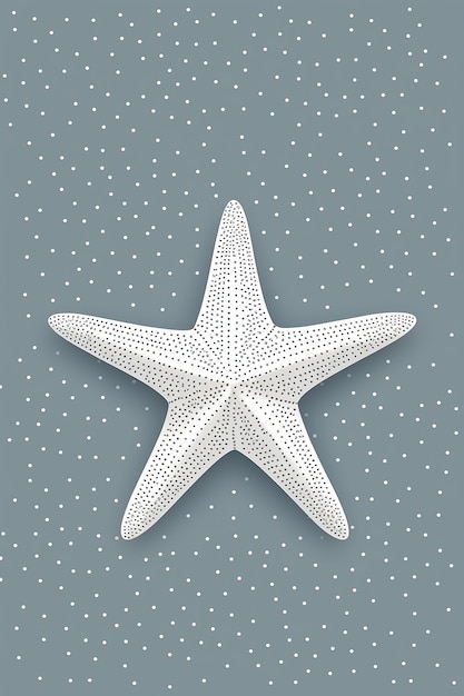 Foto una estrella de mar sobre un fondo gris con puntos.