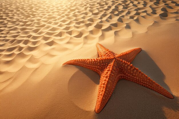 Estrella de mar en el verano en la arena de una playa IA generativa