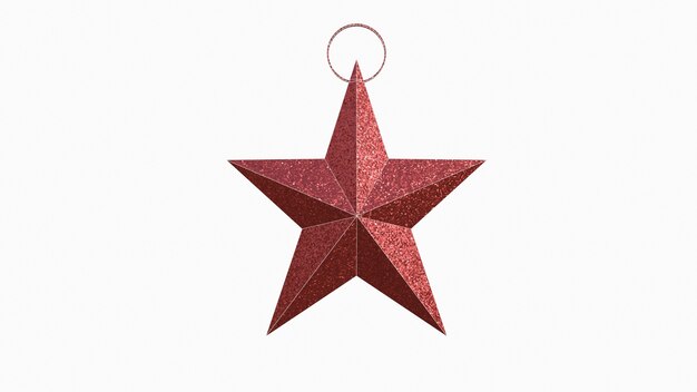 Estrella de Navidad en el árbol de Navidad sobre un fondo blanco.