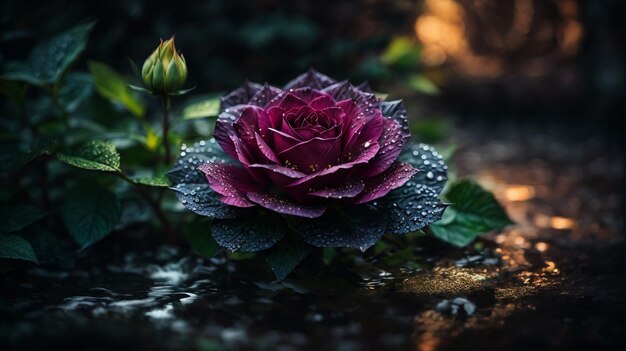 estrella negra flor de rosa salpicaduras artísticas estéticas para el diseño de camisetas de tono oscuro muy detallado