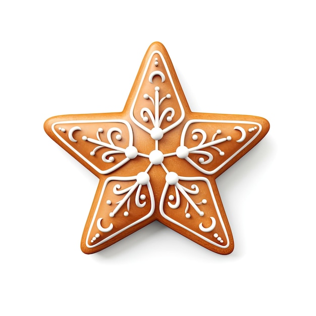 Estrella de pan de jengibre de Navidad de estilo 3D en fondo blanco Contenido generativo de IA