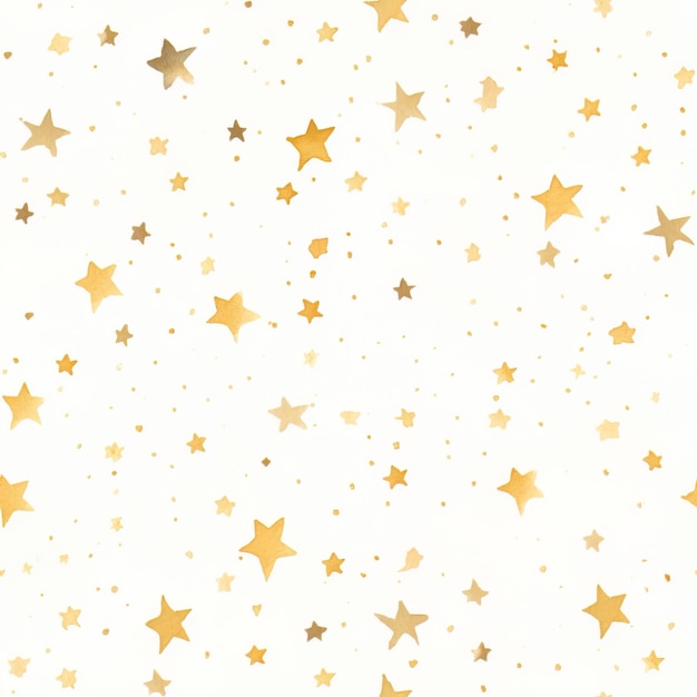 Foto estrellas de acuarela dorada patrón sin costuras estrellas brillantes dibujadas a mano sobre un fondo blanco