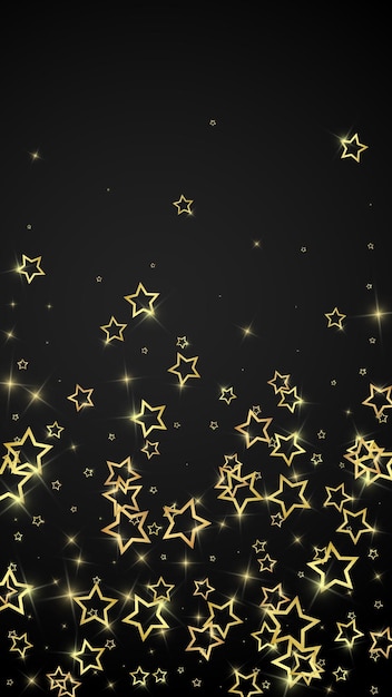 Estrellas brillantes esparcidas alrededor volando al azar