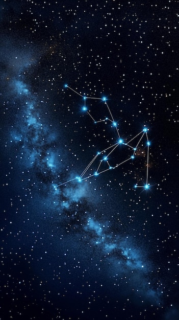 Las estrellas brillantes forman una constelación contra un fondo cósmico profundo lleno de galaxias y nebulosas