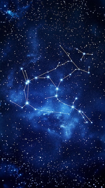 Estrellas brillantes que forman la constelación de Tauro contra un cielo nocturno oscuro lleno de nebulosas