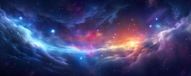 Estrellas coloridas y espacio fondo panorama universo fondo de pantalla panorama Generative Ai