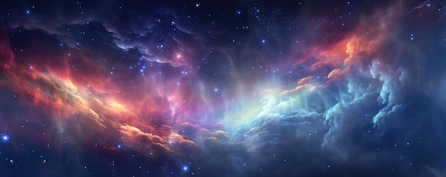 Estrellas coloridas y espacio fondo panorama universo fondo de pantalla panorama Generative Ai