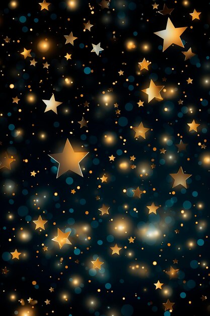 Las estrellas doradas esparcidas las estrellas mágicas superpuestas