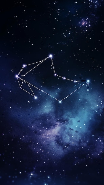 Las estrellas forman una constelación en un cielo nocturno con colores vibrantes y galaxias distantes