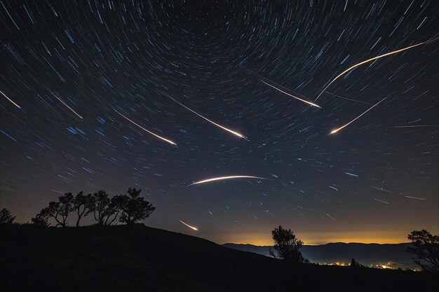 Foto las estrellas fugaz dejando rastros fugaces