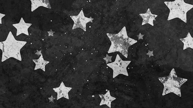 Estrellas grises y puntos sobre fondo negro grunge