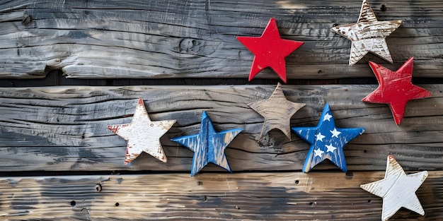 Estrellas de madera de diferentes tamaños en una base de madera Cinco estrellas de madera para Navidad en y madera vieja