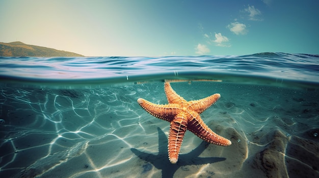 estrellas de mar bajo el agua en el océano