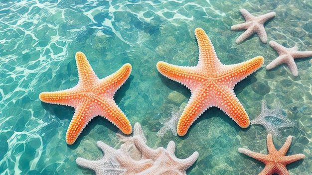 estrellas de mar de cerca en la playa