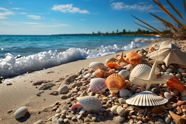 Estrellas de mar y conchas en la playa