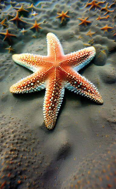 Estrellas de mar en la playa en el océano