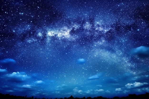 Las estrellas en la noche, el cielo azul oscuro y estrellado con la Vía Láctea.
