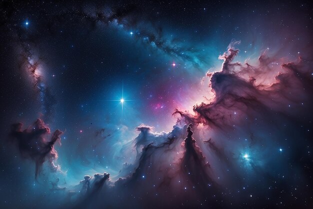 Las estrellas en la noche skynebula y la galaxia