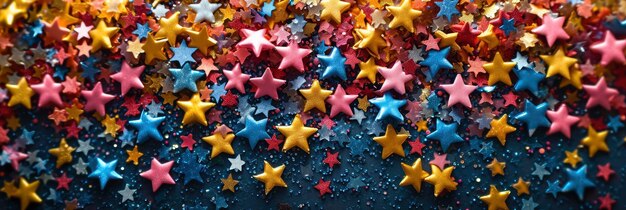 Estrellas de plástico brillantes y coloridas Confetti de fondo Ilustración en alta definición
