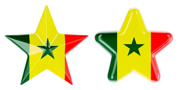 Foto estrellas con la representación 3d de la bandera senegalesa