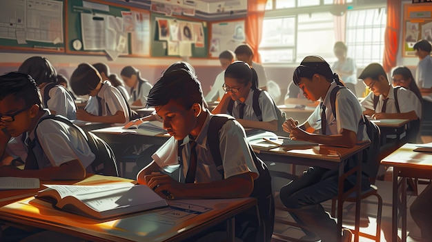 Estres de los estudiantes de secundaria que estudian