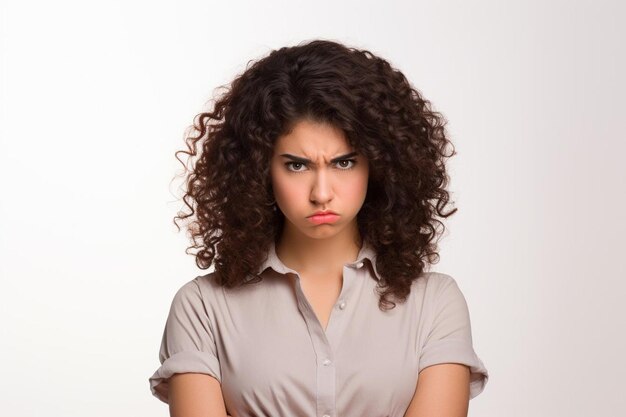 Foto estritamente emocional irritado mulher sendo furioso