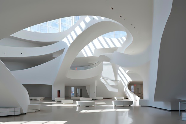 Estructura arquitectónica interior de estilo minimalista del centro de arte Imagen generada por tecnología AI