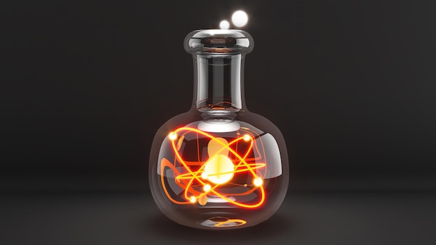 estructura atómica compuesta por protones neutrones y electronesScientific of atom3d rendering