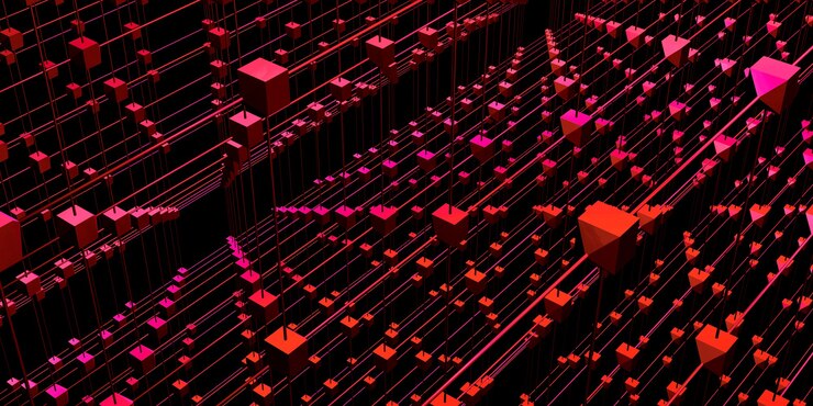 Foto estructura atómica de rejilla hexagonal estilo cyberpunk luz de neón ilustración 3d